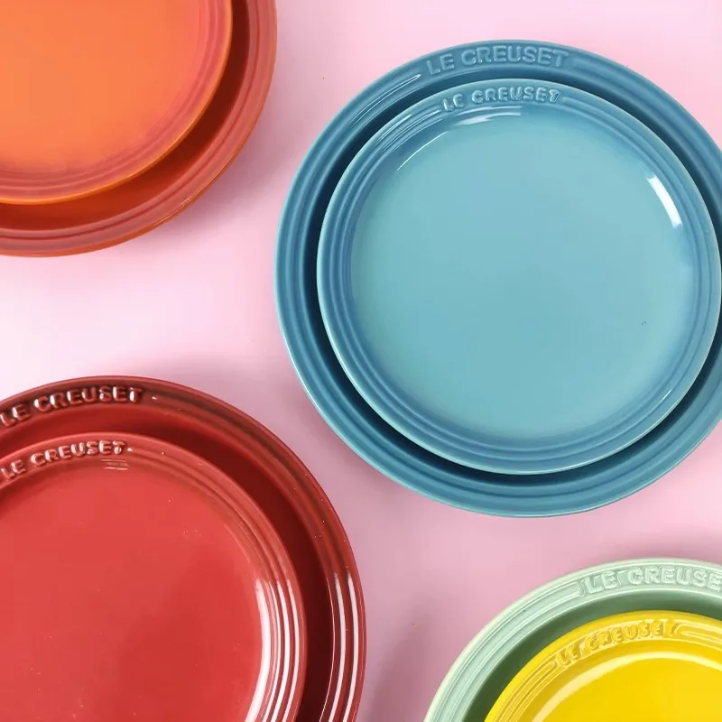 Vegetable Plate French Rainbow Underglaze Color Plate Vegetable 9-inch Ceramic 7-inch Vegetable PlateRainbow Color Western Food Trays