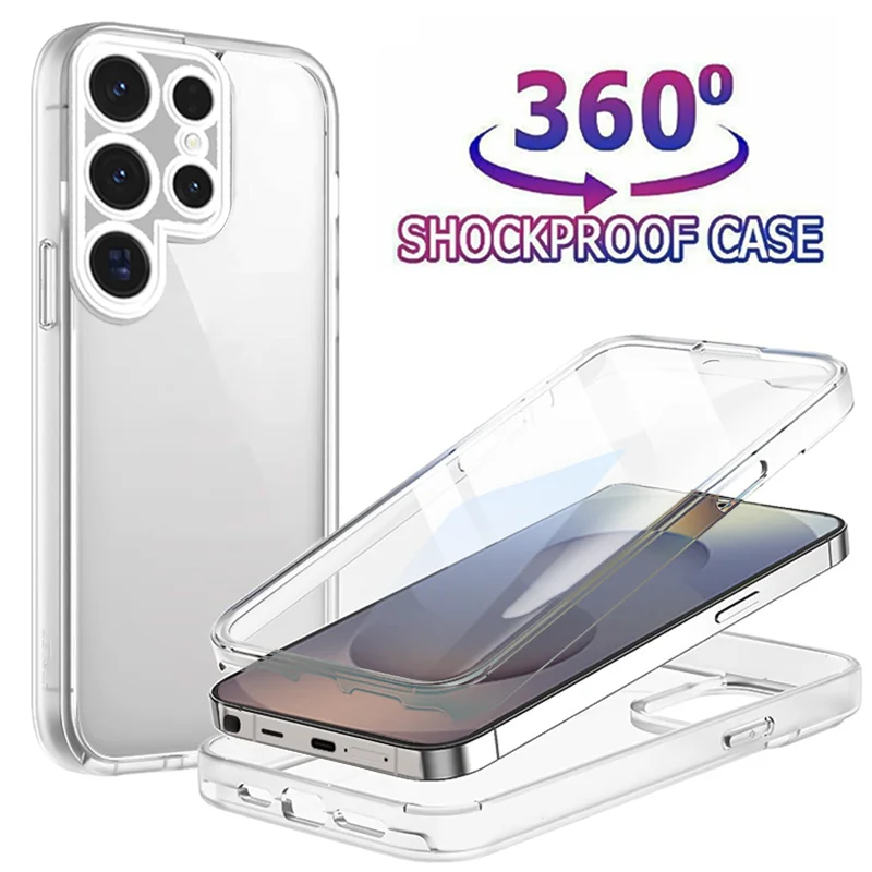 360° Full Body Clear Protection Phone Case with Shockproof Screen Protector Cover