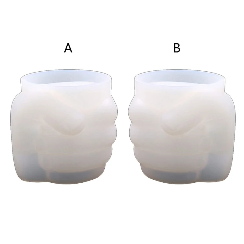 Y4QE Fist Pen Holder Epoxy Resin Mold Vase Flower Pot Silicone Mould DIY Crafts Makeup Brushes Storage Box Mold