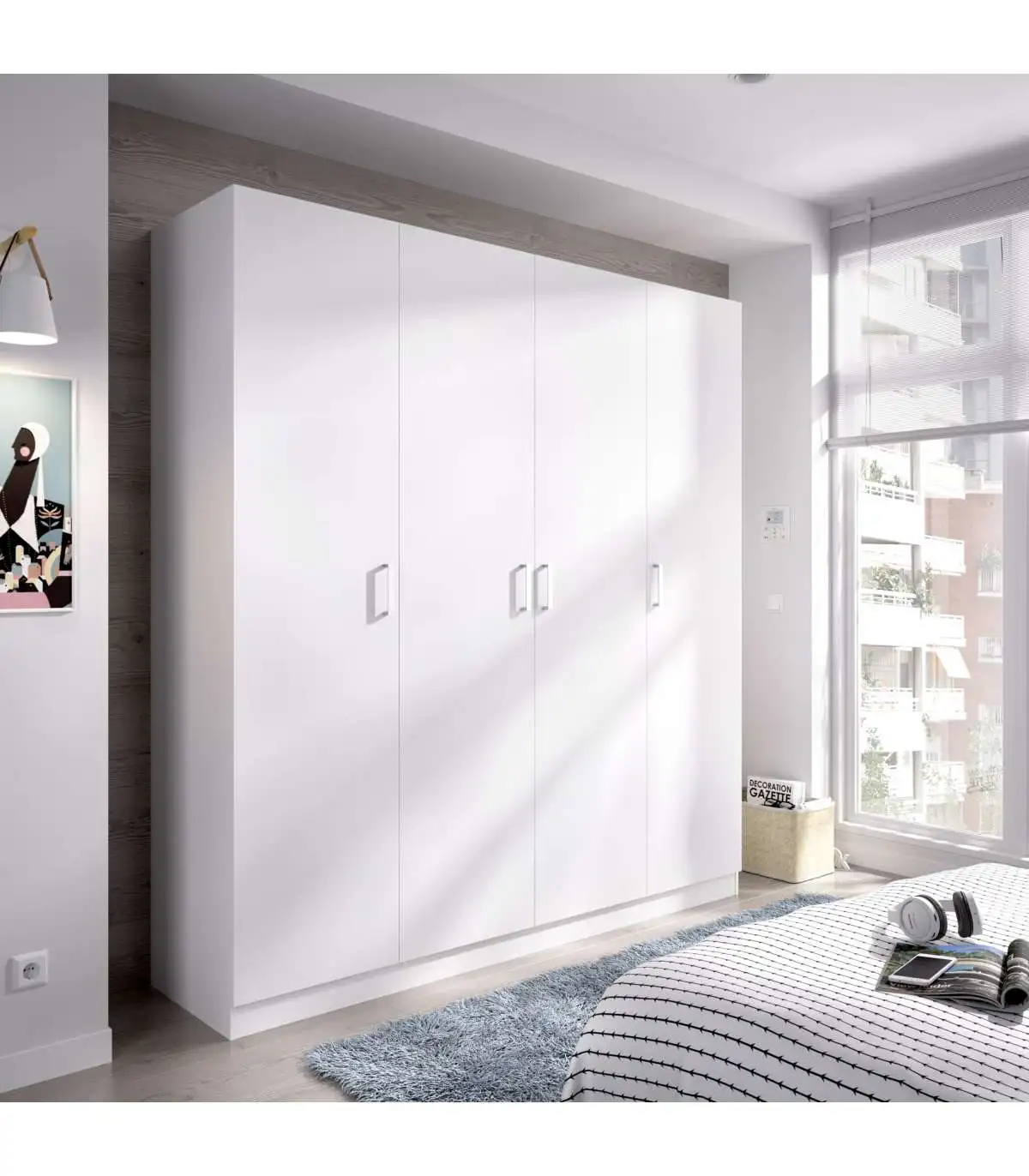 Wardrobes Wardrobe Wardrobe In White 4 Hony Folding Doors 215 Cm Height 0 Cm Width 52 Cm Background Dkt Aliexpress Furniture