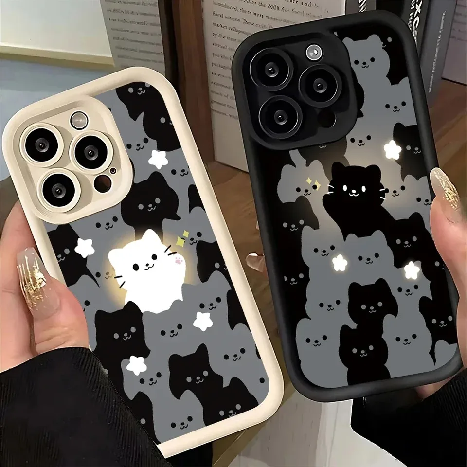 Adorable Cartoon Cat Silicone Shockproof Phone Case - Soft Bumper Cover