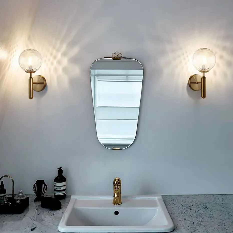 E27 Led Lamp Nordic Wall Lamp Home Decor Night Light Simple Led Wall Light Fixtures Bulb Replaceable Living Room Bedroom Bedside glass wall lights