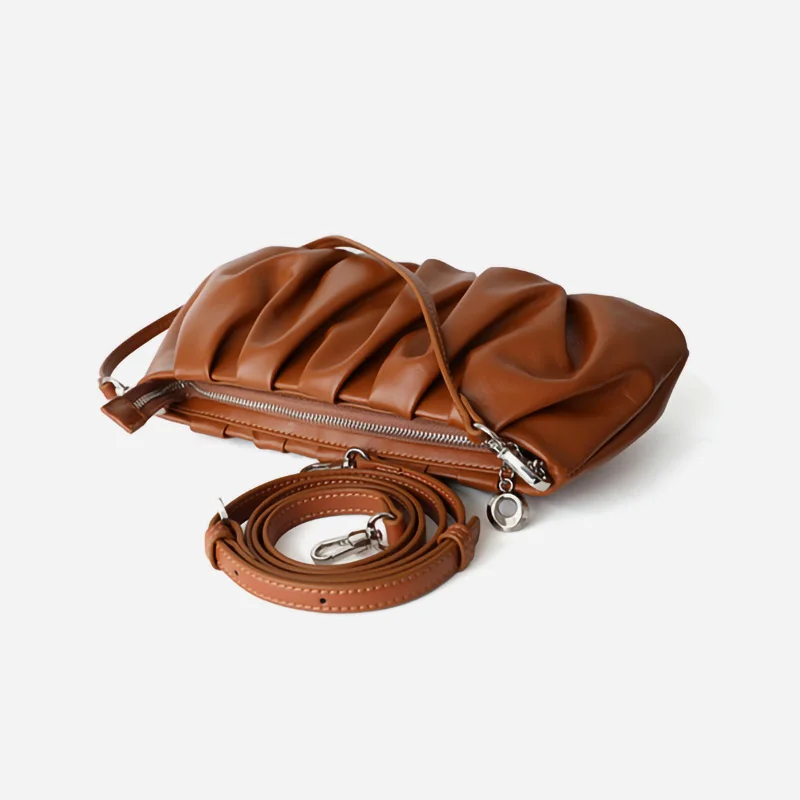 New Arrivals Women Genuine Sheepskin Leather Bags Lady Fashion Folds Handbags Shoulder Bag Cloud Bags S4400