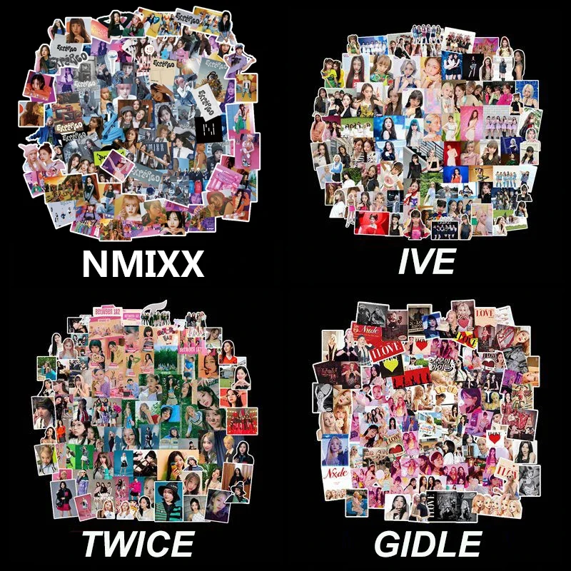 Kpop Girls GIDLE TWICE ITZY Kep1er Mamamoo IVE Stickers New Album Cute Kpop Girl Group Idol Star Stickers Fans Gift 100pcs set kpop ive sticker postcard new album korean fashion cute group idol cards photo prints pictures fans gift