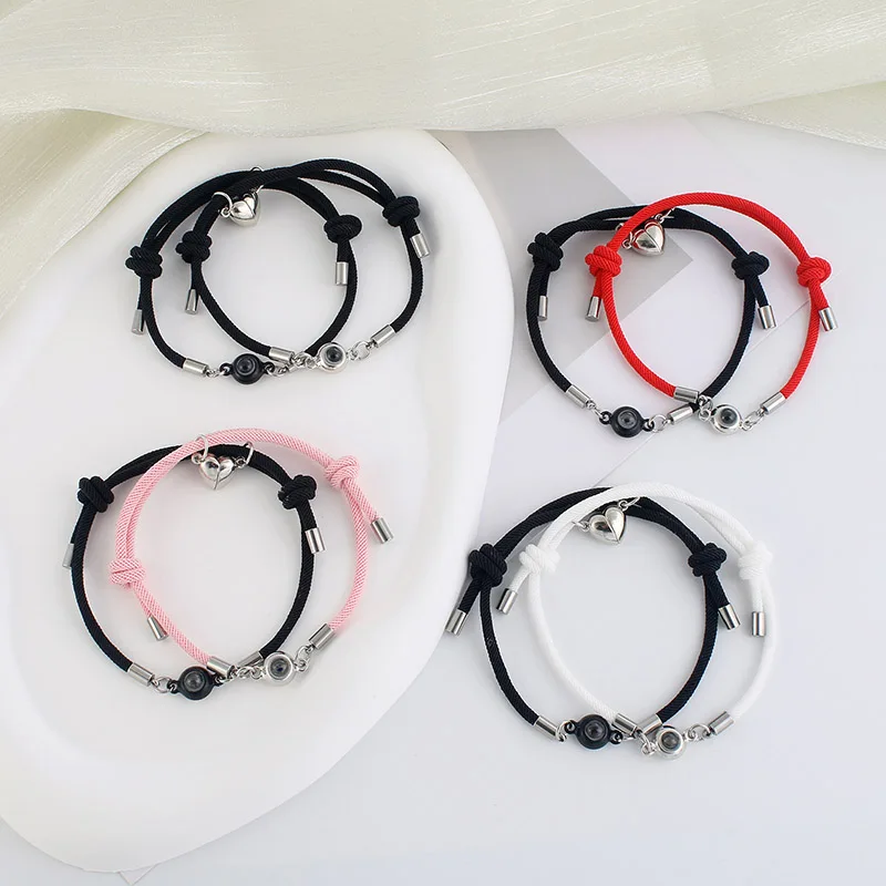 Stainless Steel Couple Bracelet Adjustable Magnetic Valentine