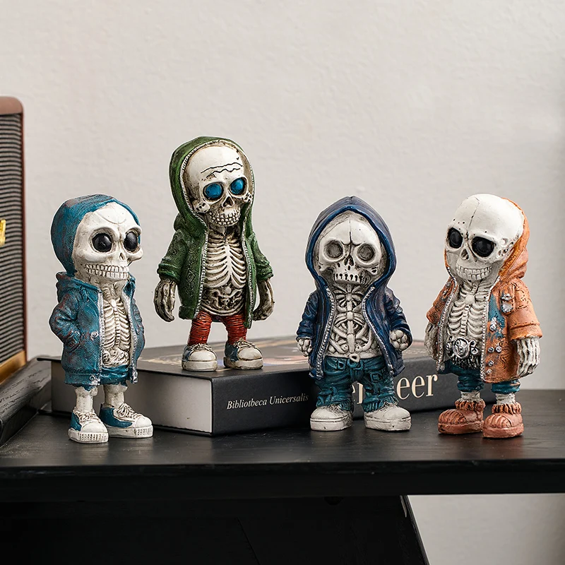 Cool Skeleton Figurines, Portable Ornaments Collectible Decorative For Halloween Party Desk Home