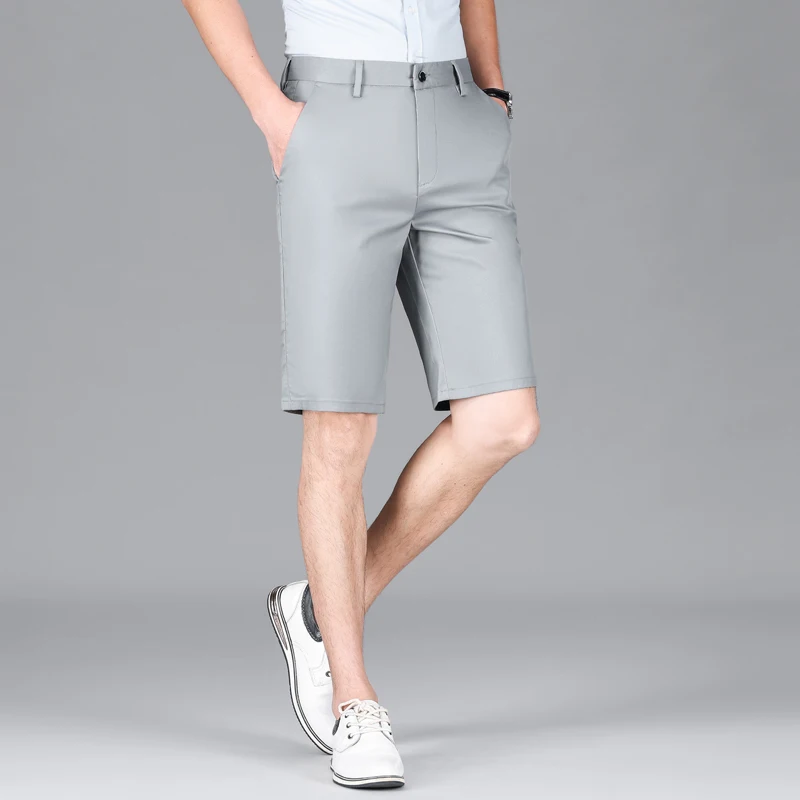 2024 Ice Silk Casual Shorts Summer Thin Loose Straight Stretch Medium Pants Premium Sense Western Pants and Knee Five Pants