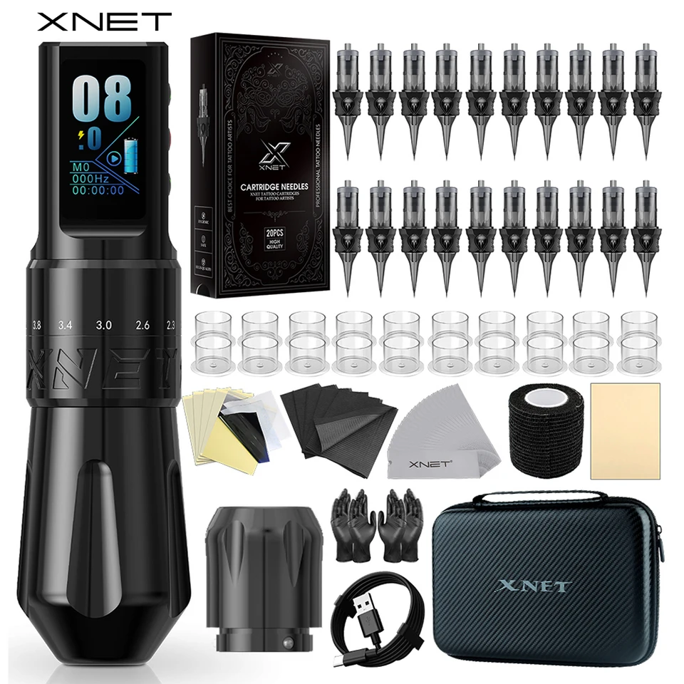XNET タトゥーアーティスト用キット XNET Talos Wireless Tattoo Machine Pen Kit 7 Adjustable