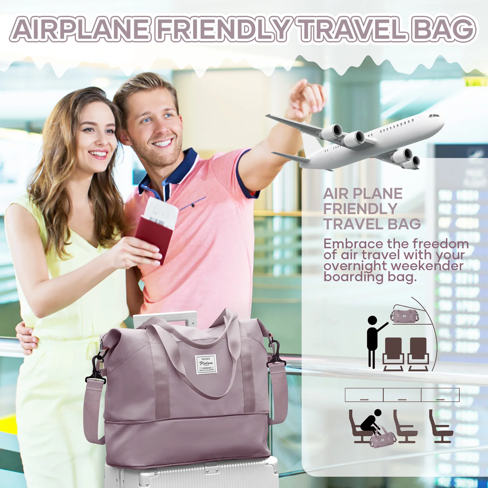 Travel Tote Bag, Lightweight Handbag Large Capacity Crossbody Shoulder Bag,  Business Trip Luggage Sports Bag, Gym Bag, Mom Bag