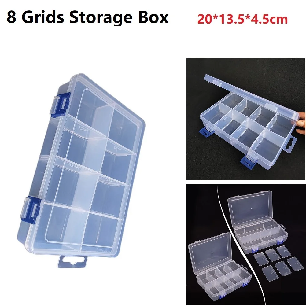 Tools Storage Box Adjustable 8 Grids Compartment Plastic 20*13.5*4.5cm Screw Holder Case Organizer Pill Hardware