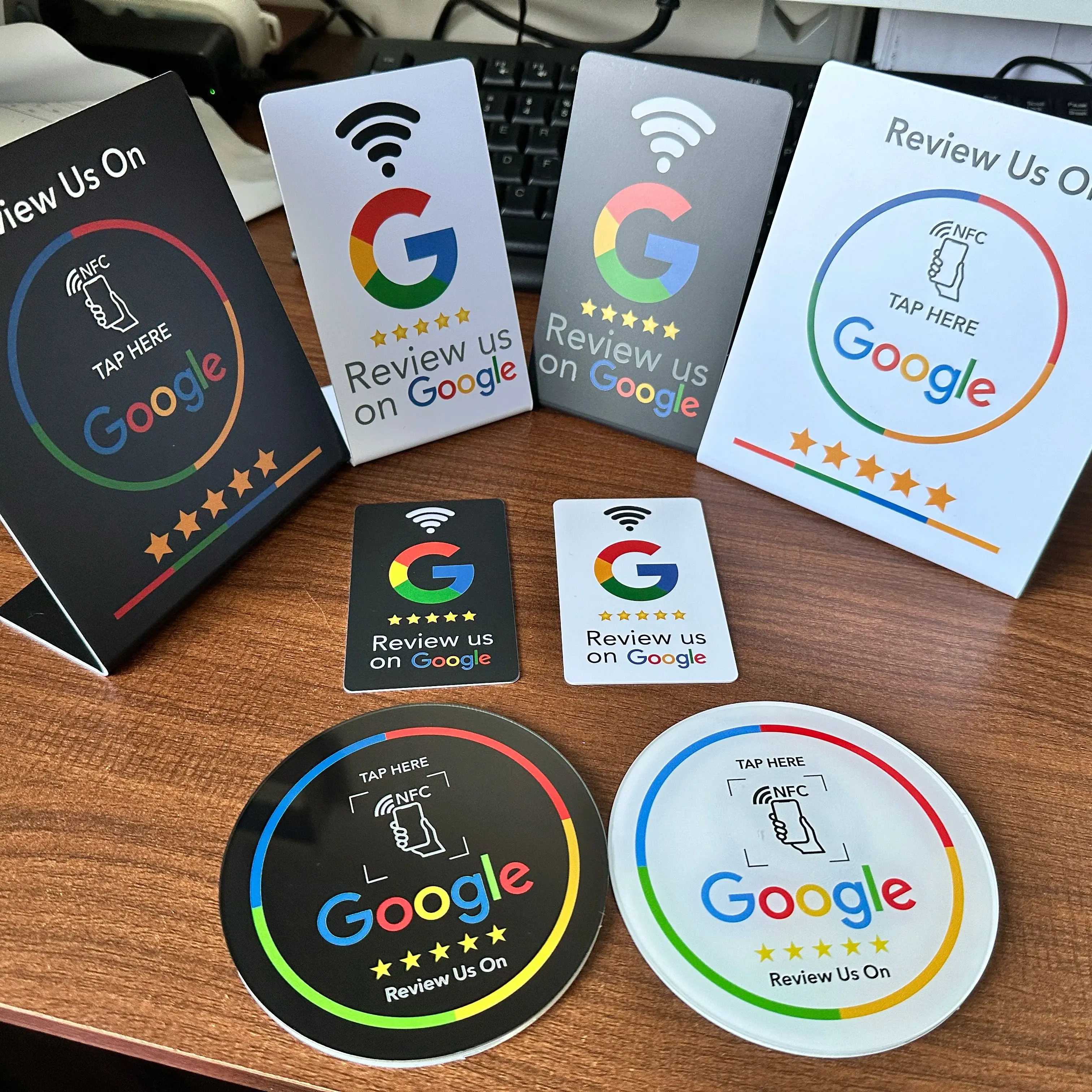 NFC Labels 13.56Mhz Waterproof Programmable Google Review Acrylic Stickers Card Station Table