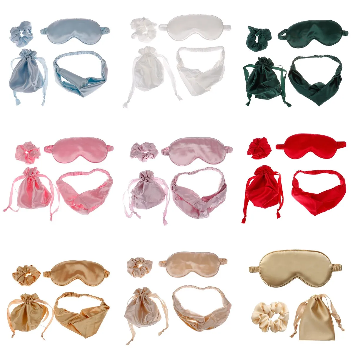 Luxurious Silk Sleep Mask Set with Headband and Travel Bag - Soft and Fashionable Nighttime Eye Cover