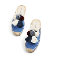 Women's Slippers  Espadrilles  Fluffy Ball Mule Slides Sale -  Rubber Hemp Shoes Outside Spring  women  sandals - Image 4