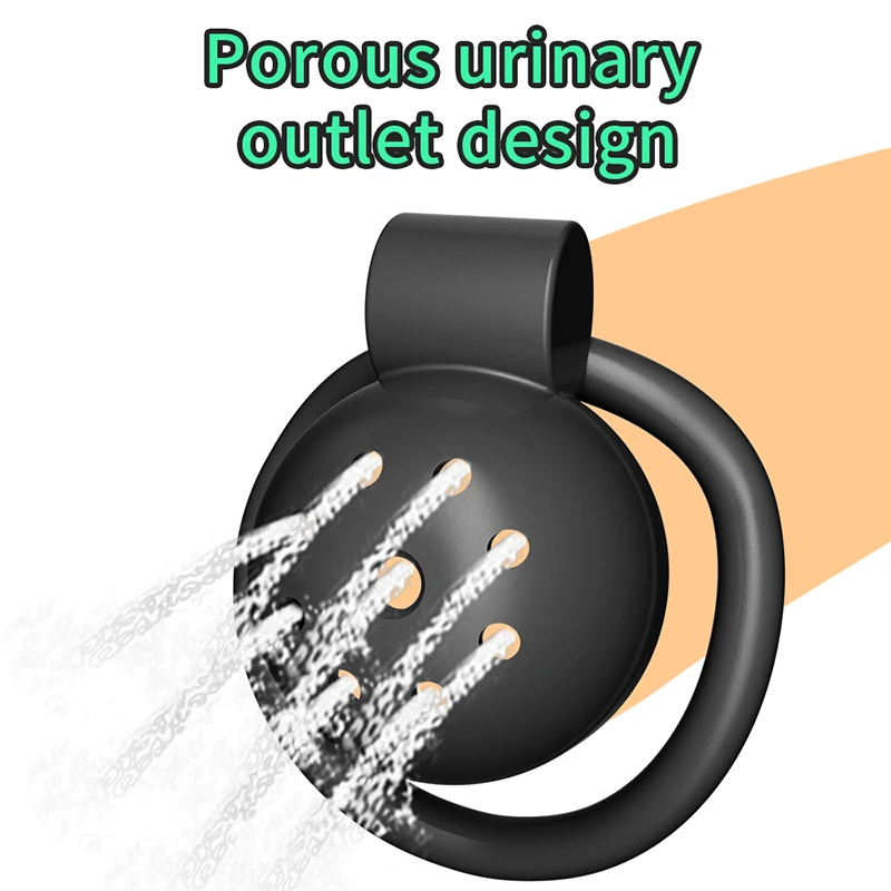 Penis Chastity Cage Male Chastity Device Flat Round Hole Plastic Chastity Lock Cock Cage Urethra Catheter Penis Ring Bondage Belt SexToy for Men Gay