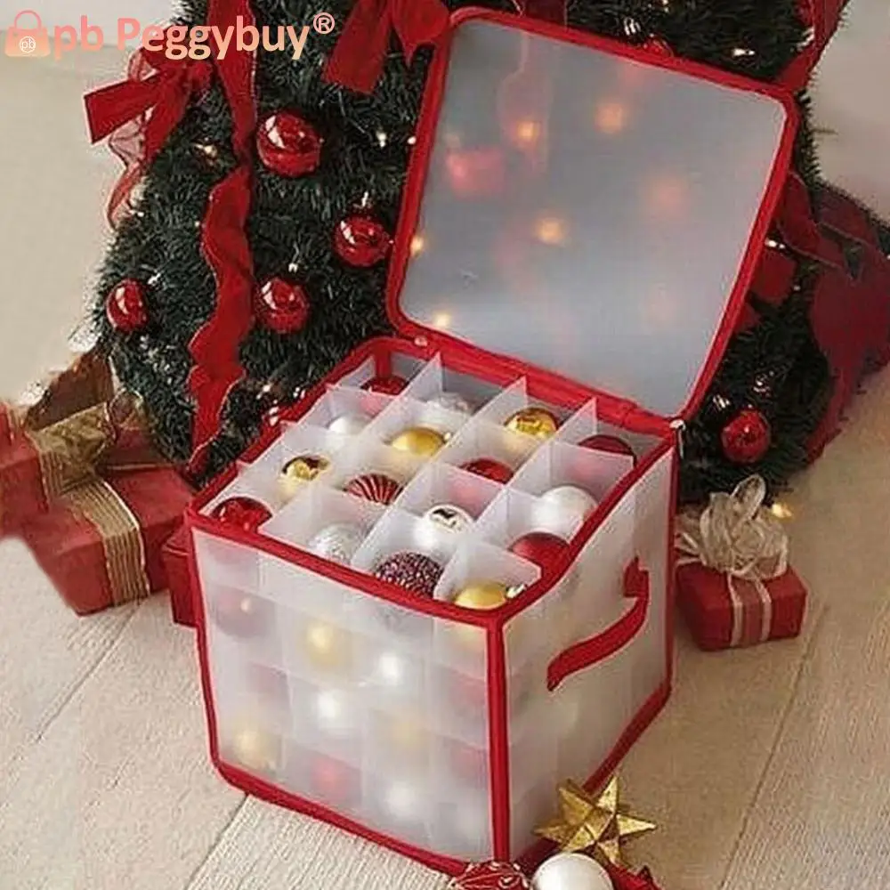 64 Grids Christmas Ball Storage Container Foldable Christmas Tree Baubles Storage Box Portable Dustproof for