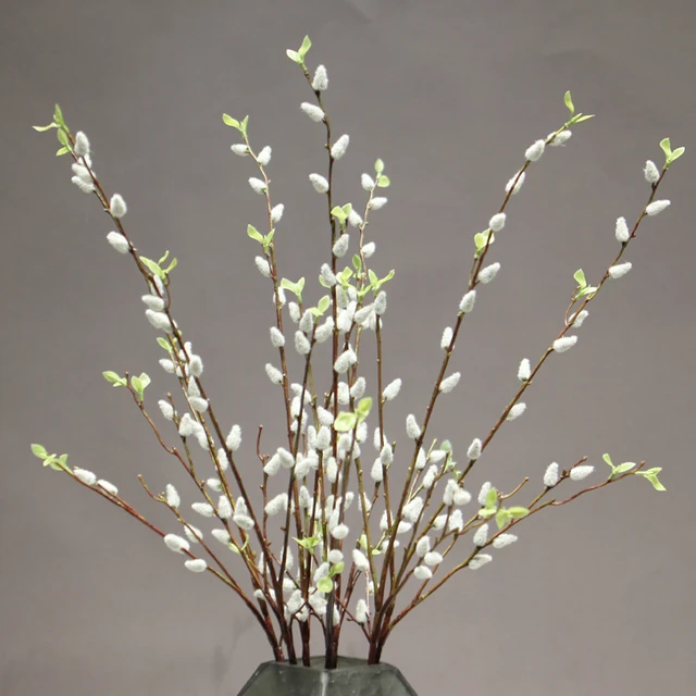 Artificial Pussy Willow Branches for Vases Real Effect Flowers and Stems  for Home Décor Weddings Parties