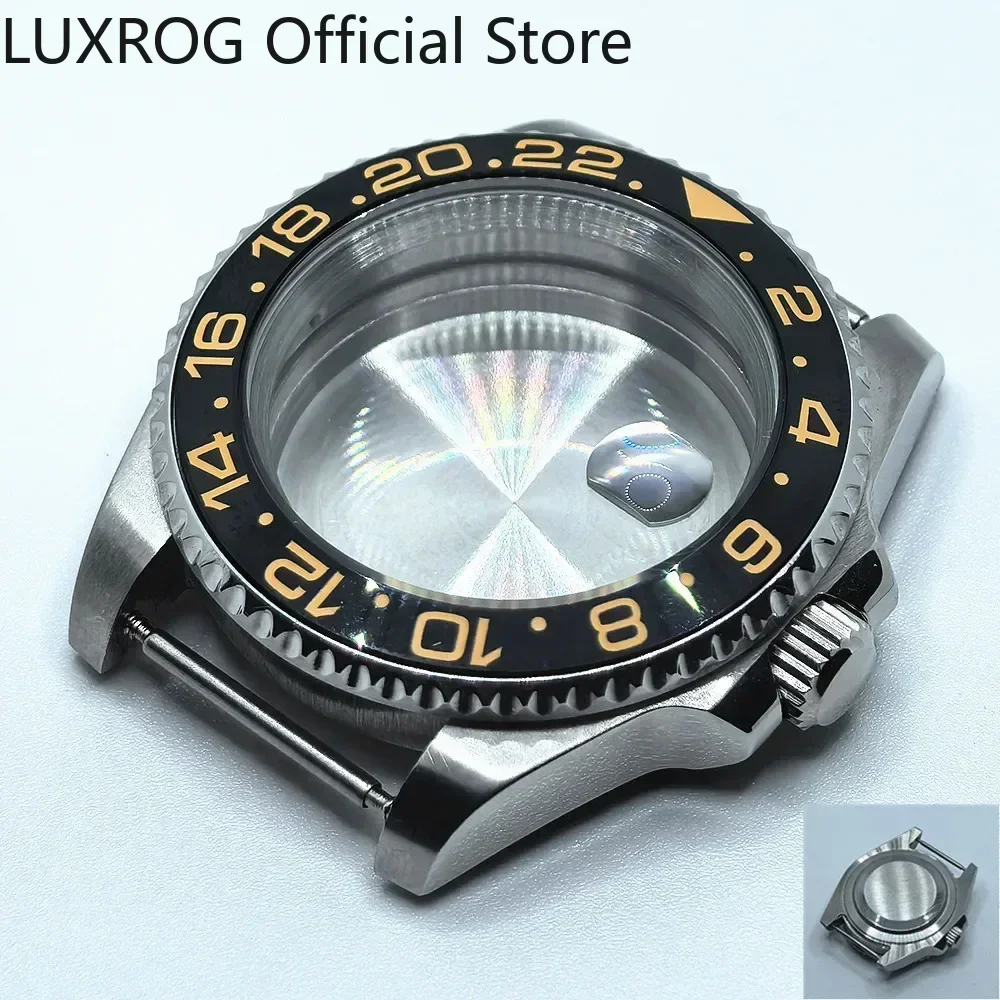 Stainless Steel 40MM Black Blue Ceramic Insert Watch Case