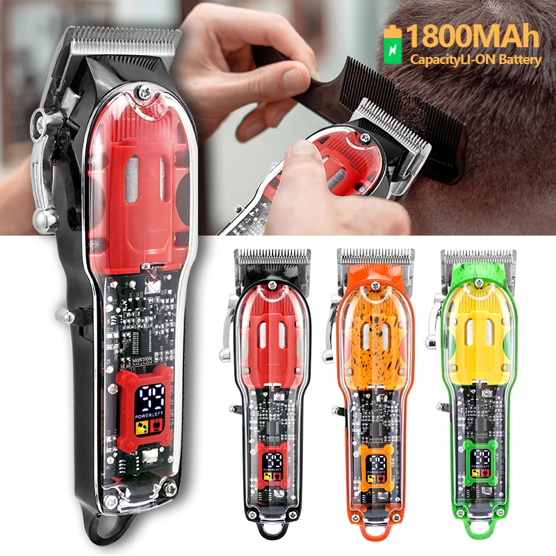 Transparent Electric Trimmer Men Beard Trimming Professional Clippers USB Rechargeable Machine Hair Cutting Shaving | Бытовая техника