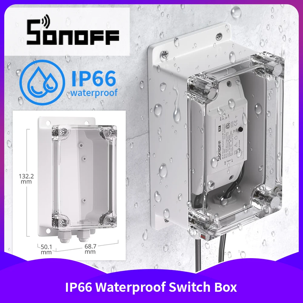 New SONOFF IP66 Junction Box ABS+PC Waterproof Cover Case For Sonoff Basic/RF/Dual/Pow/TH16/G1 Cable Wire Connector Smart Home