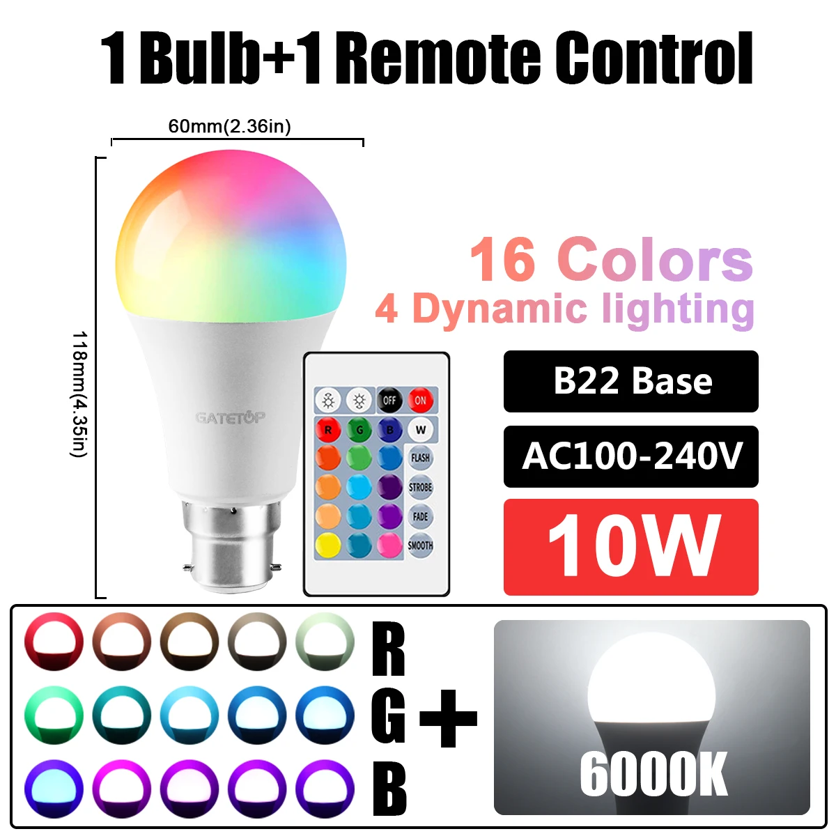 1-10 pz E27 B22 RGB Lampadina dimmerabile 110 V 220 V Lampada Smart 24 tasti telecomando RGBW Lampadine dimmerabili per soggiorno