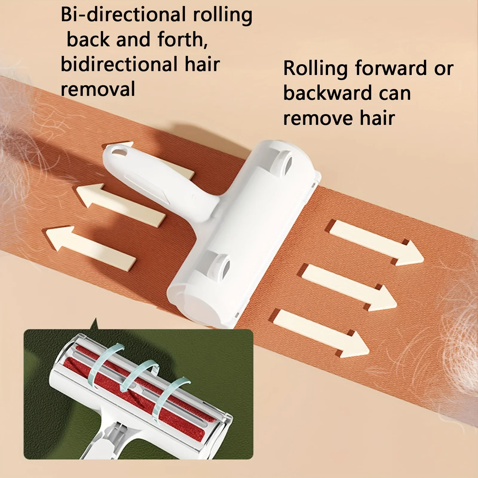 Cat Hair Removal Brush Large Pet Fluff Roller Portable Washable Cat Dog Lint Furniture Sofa Cleaning Tool Reusable Self-cleaning 2