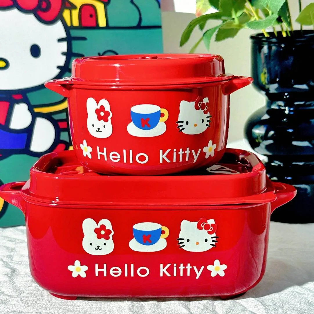전자레인지용 도시락통 키티 디자인 과일 용기 작업용 도시락 가방 일본식 수납 정리함 노브랜드 핸드메이드