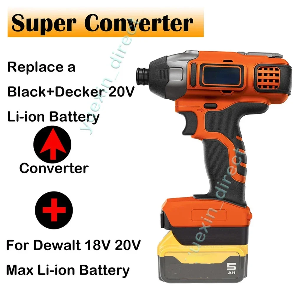 Battery Converter Adapter For Dewalt 20V Battery Convert To Black+
