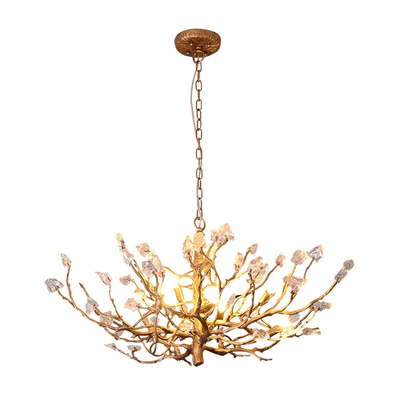 

All-bronze post-modern crystal creative model room light luxury personality living room chandeliers
