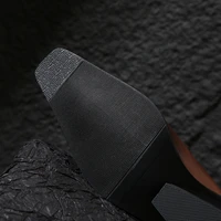 Women's New Summer Metal Headed Genuine Leather Cowhide High Heels Large Square Headed Retro Muller Slippers - Image 6