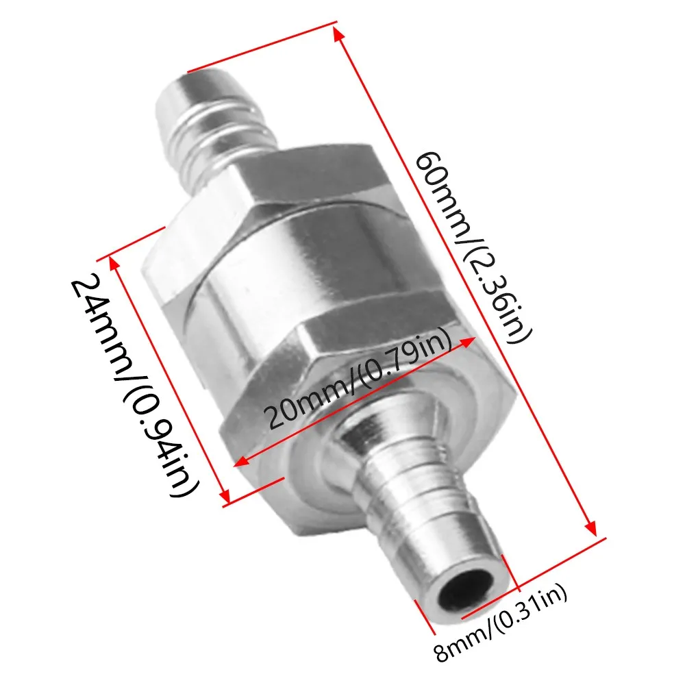 6/8/10/12mm One Way Fuel Non Return Check Valve Petrol Diesel Aluminium Alloy For Carburettor Low Pressure Fuel Systems FP-1048A