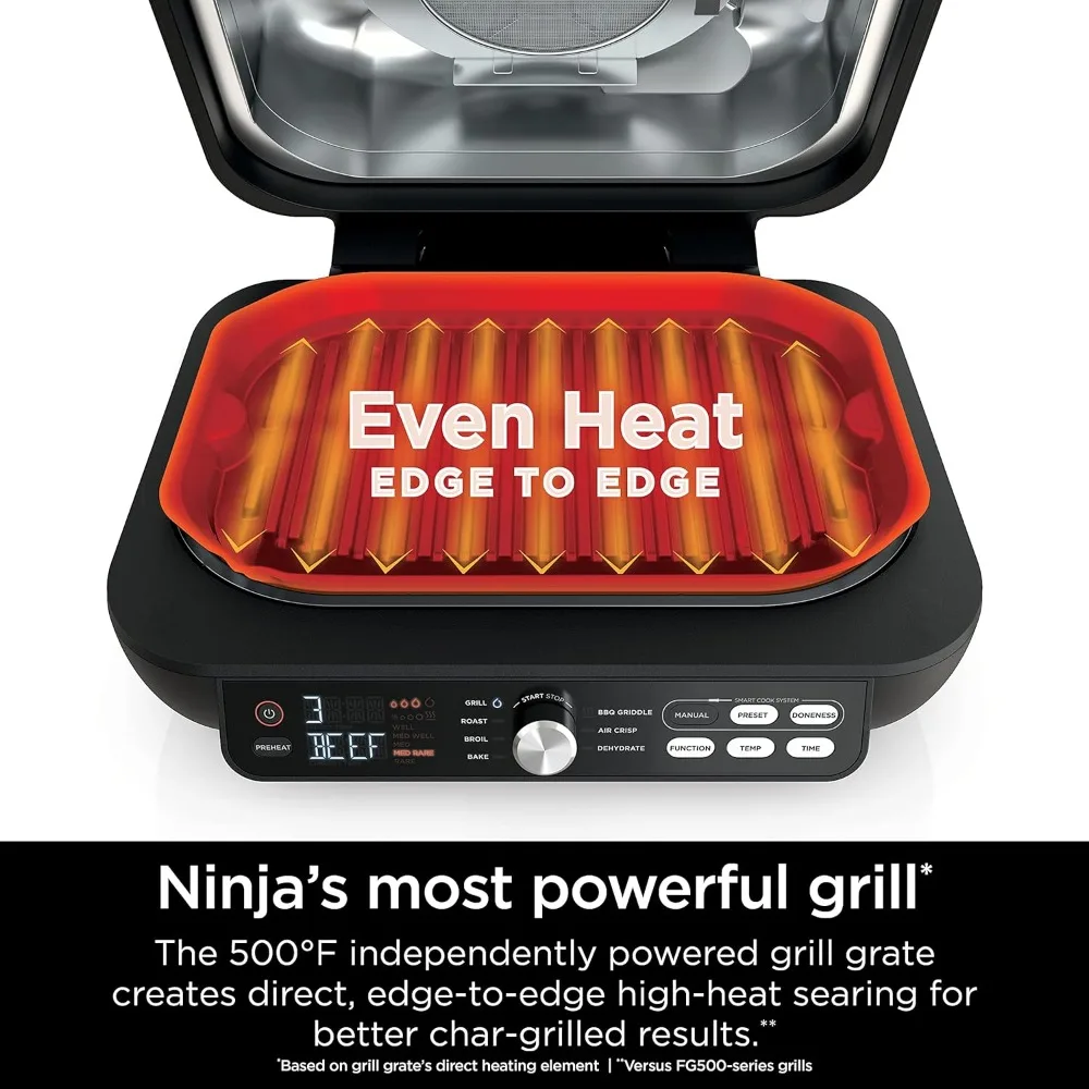 IG651 Foodi Smart XL Pro 7-in-1 Indoor Grill/Griddle Combo, use Opened or Closed, Air Fry, Dehydrate & More, Pro Power Grate 3