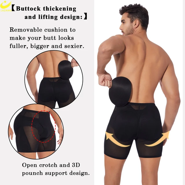 Mens Padded Butt Lifter Underwear Fake Ass Enhancer Shaper Shorts