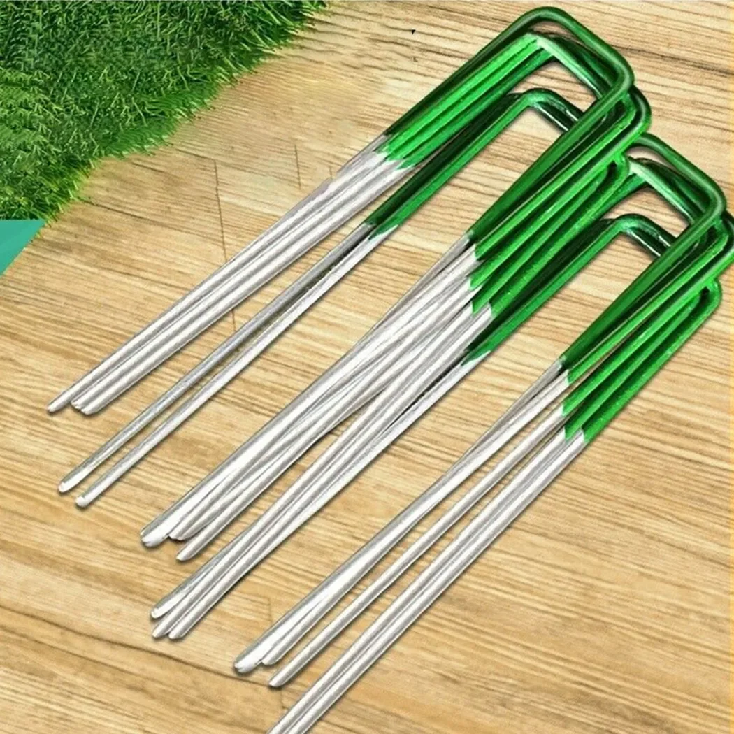 Description Picture 6 of item20pcs Garden Stakes Galvanized Landscape Staples U-Type Turf Staples For Artificial Grass Rust Proof Sod Pin Stake Lawn Pegs Mat