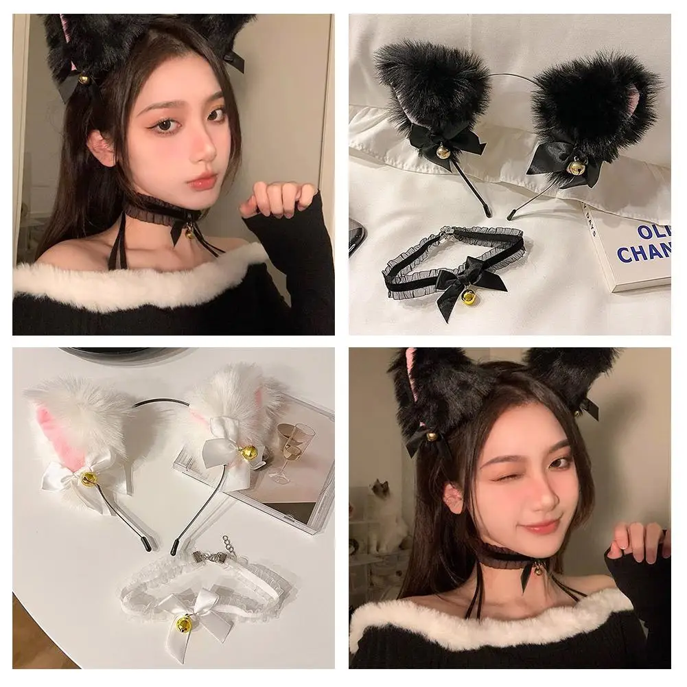 Sexy Katzenohren-Stirnband, Spitze, Schleife, Choker, Plüsch, Glocke, Haarband, Cosplay, Maskerade, Party, Kostüm, Haarschmuck für Frauen und Mädchen, C5F0 – Detail 10