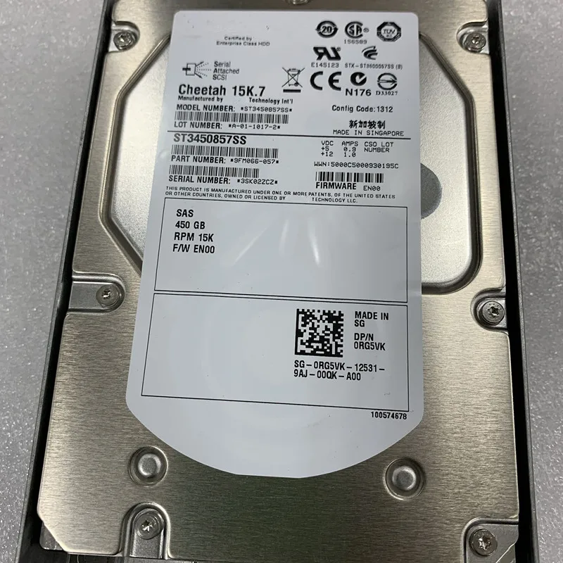 

Жесткий диск ST3450857SS 0RG5VK EN03 450G 15K hdd без caddy
