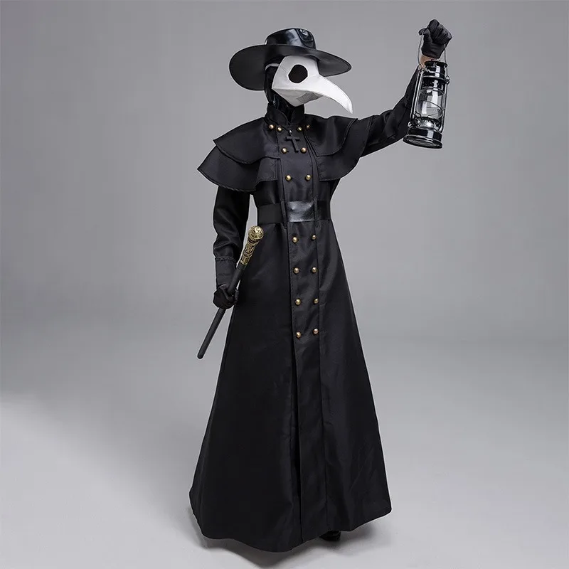 

In Stock Medieval Steampunk Plague Doctor Crow Cosplay Halloween Christmas Party Costume Clothes Stage Performance Role Play