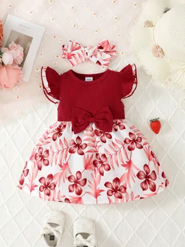 Baby Flying Sleeve Stripe Dress 1