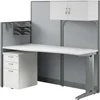 Office in an Hour Straight Cubicle Desk with Storage, Drawers, and Organizers | Modern Computer Table Set with Privacy Panels 3