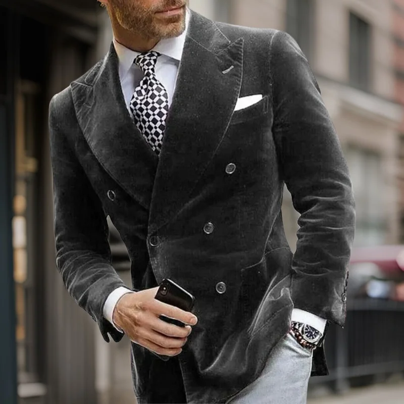 Men's Business Blazer Slim Fit 1 Pc Slim Fit Velvet Smoking Jacket Peak Lapel Made Italian Style Fashion Suit Coat