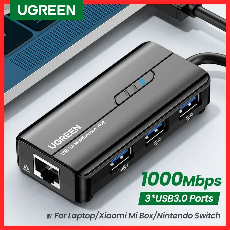Ugreen Usb3.0 Ethernet Adaptador 1000mbps Usb Rj45 Hub Usb para Portátil Xiaomi mi Caixa s Windows Ethernet Hub Usb Lan Placa de Rede