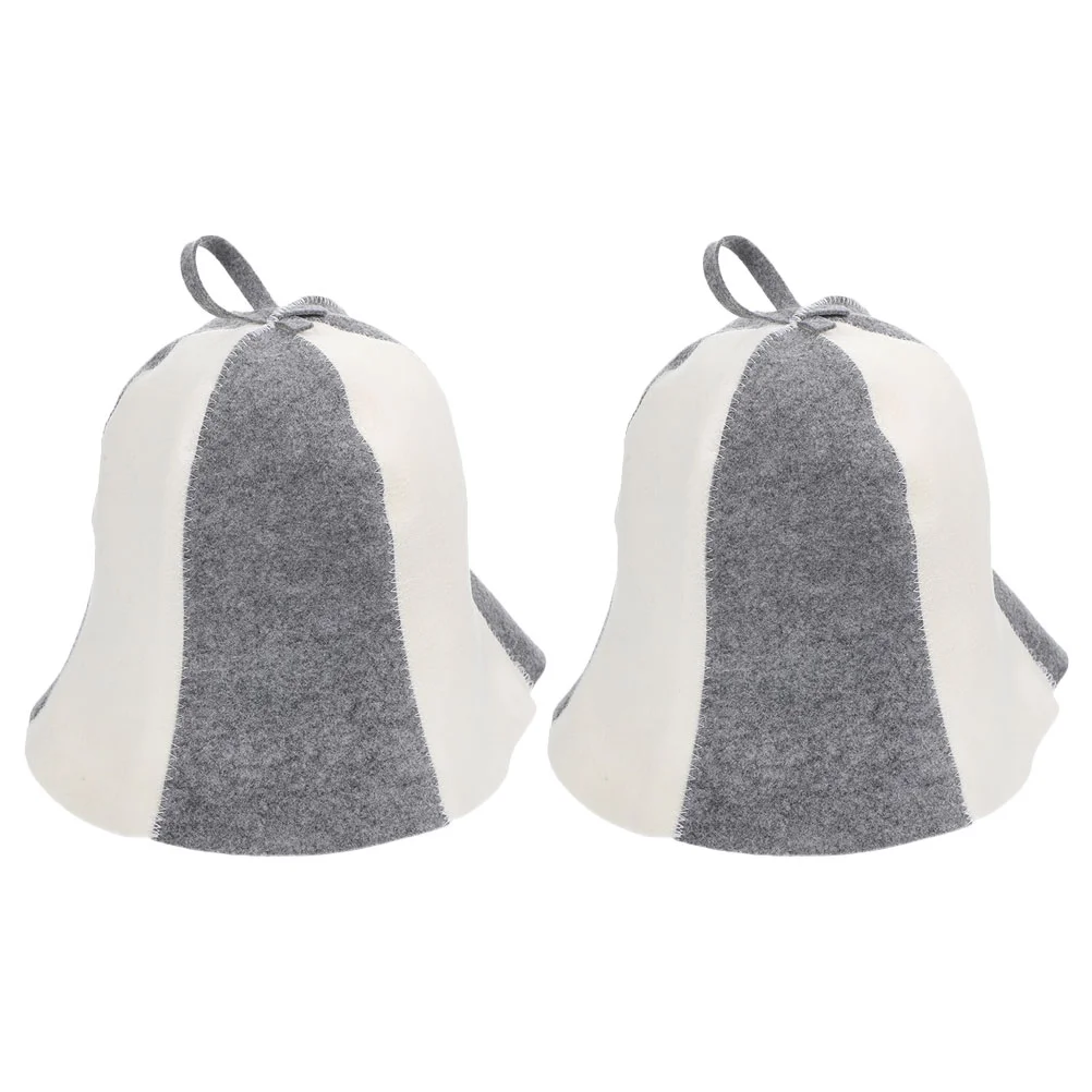 

2 Pcs Felt Sauna Hat Lightweight Hats Bathing Cap Take for Men Reusable Man Wipes