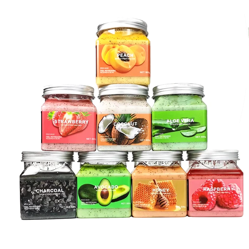 Strawberry Body Scrub 500g Moisturizing Oil Control Cleans Soften Chicken Skin Keratin Friction Mud Scrub Care Products