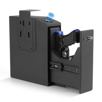 Gun Safe for Handgun,Biometric Slider Bedside Handgun Safe,Pistol Lock Case for Nightstand Desk Fingerprint 6 Digits Pin Code 1