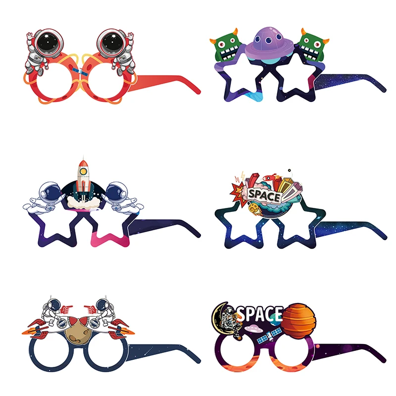 6/12pcs Outer Space Astronaut Rocket Paper Glasses Eyeglasses Frame Photo Booth  Props Party Decor Baby Shower Birthday Supplies - AliExpress