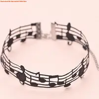 Collier court noir fait à la main avec un design unique de notes musicales, bijoux pour femmes à la mode et aux amateurs de musique 3