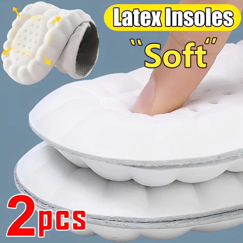 

4D Latex Sport Insoles Super Soft High Elasticity Shoe Pads Anti-pain Deodorant Cushion Arch Support Running Insoles Foot Insole