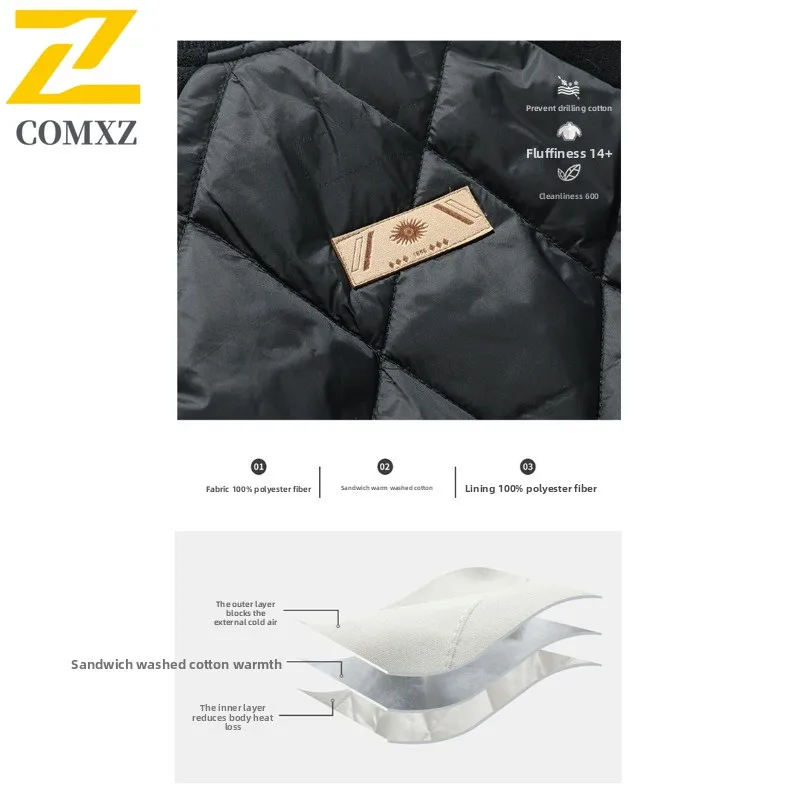 Men's Stripe Baseball Jacket Lightweight Quilted Coat Waterproof Windproof Loose Fit Streetwear Autumn Winter Casual Outerwear