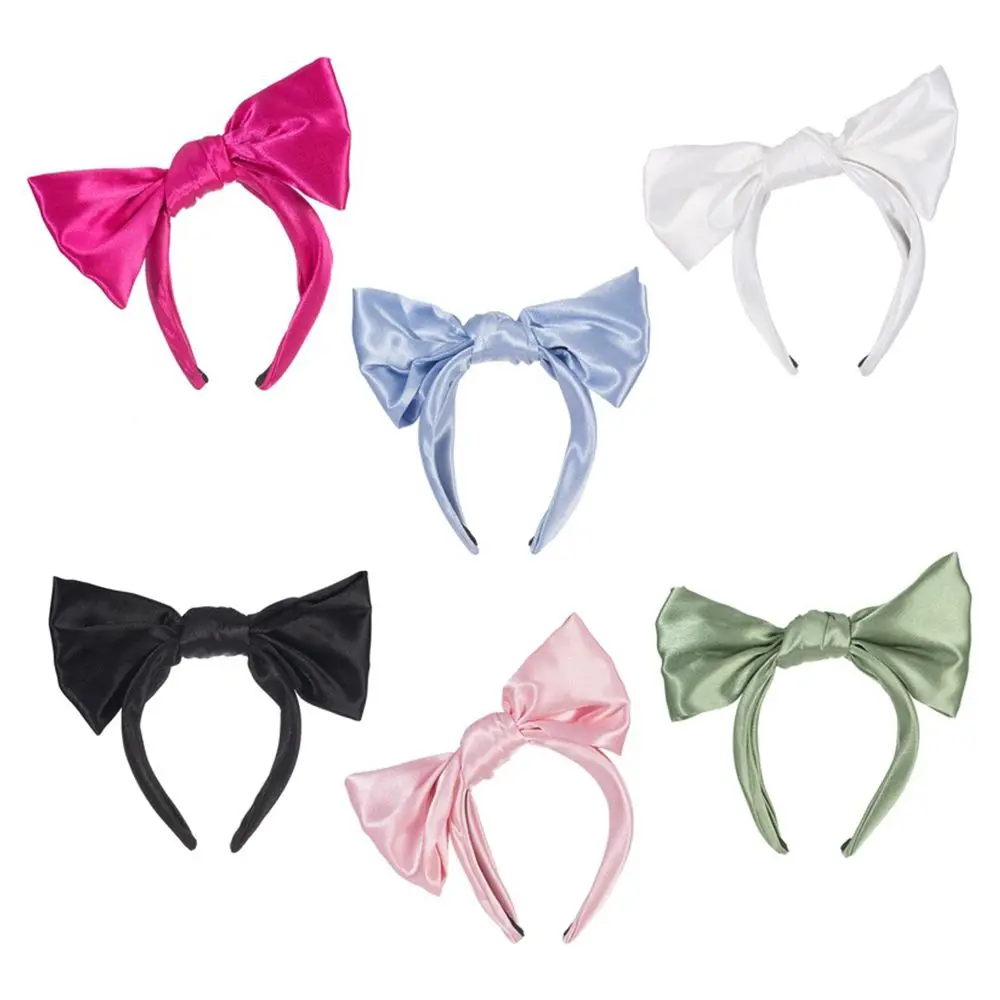 

Headwear Wash Face Bow Knot Korean Style Headwear Solid Color Bow Hair Hoop Super Large Bow Headband Female Hairbands