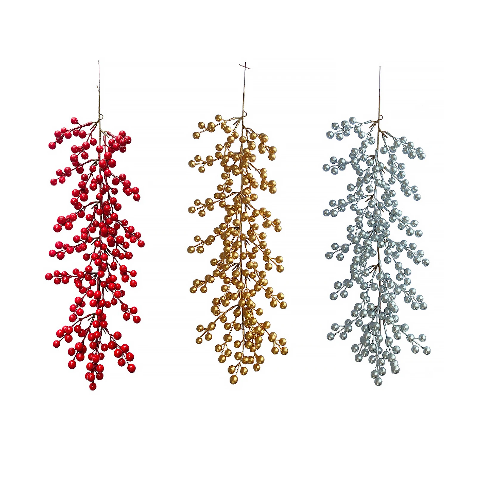 

Artificial Red Berry Christmas Garland Foam Fake Berries Holly Branches Stems Xmas Tree New Year Party DIY Decorations