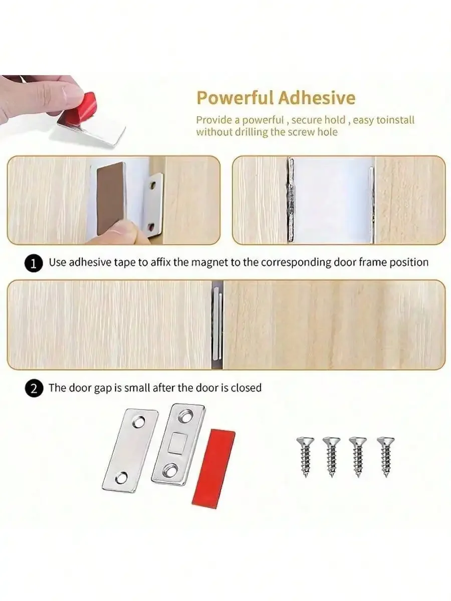 Magnetic Cabinet Catches Door Stops Magnet Invisible Soft-Catch Ultra-Thin Hidden for Furniture